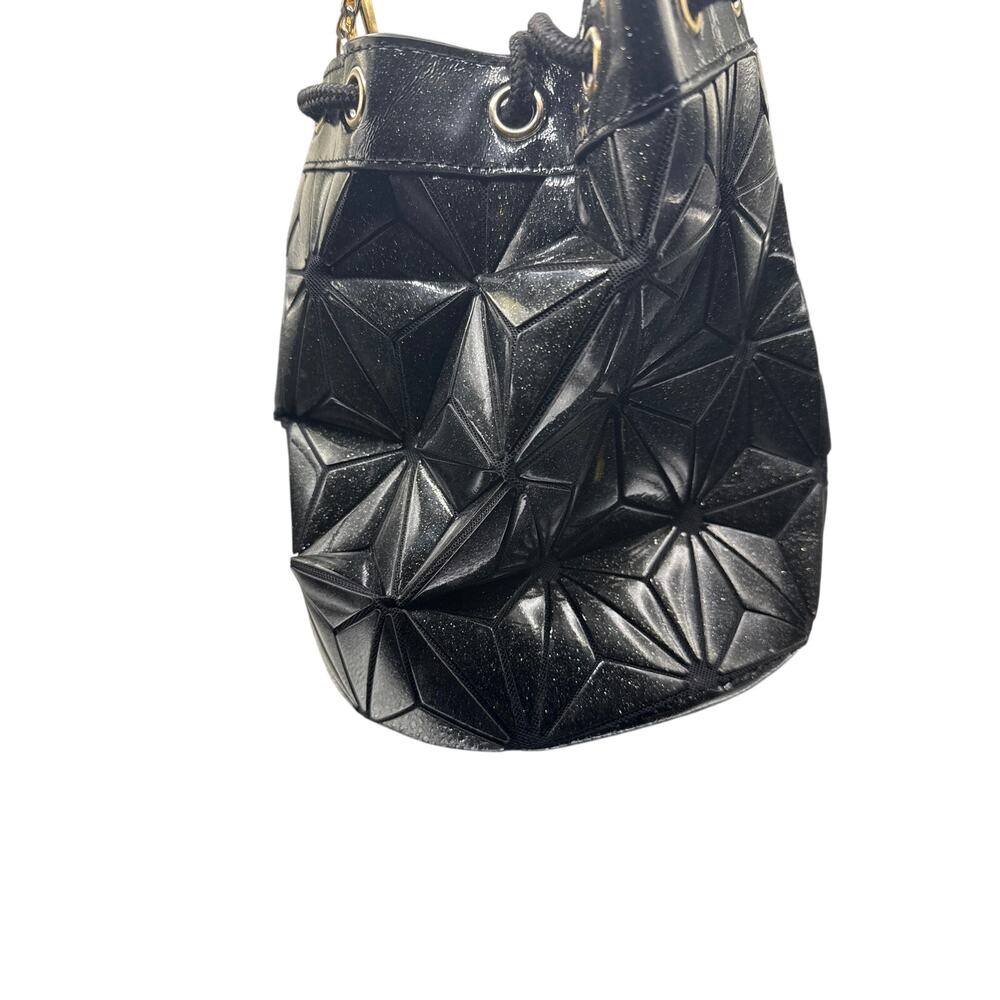 Unbranded Black Geometric Prism‎ Drawstring Bucket Bag Holographic Style